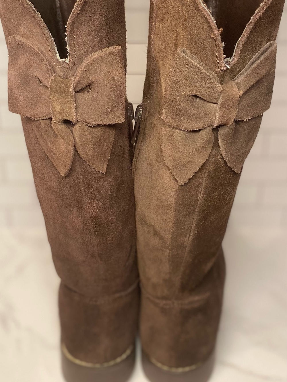 Gymboree Girls’ Chocolate Brown Genuine Suede Knee Boots with Bow Accent Size 11 - Picture 5 of 11